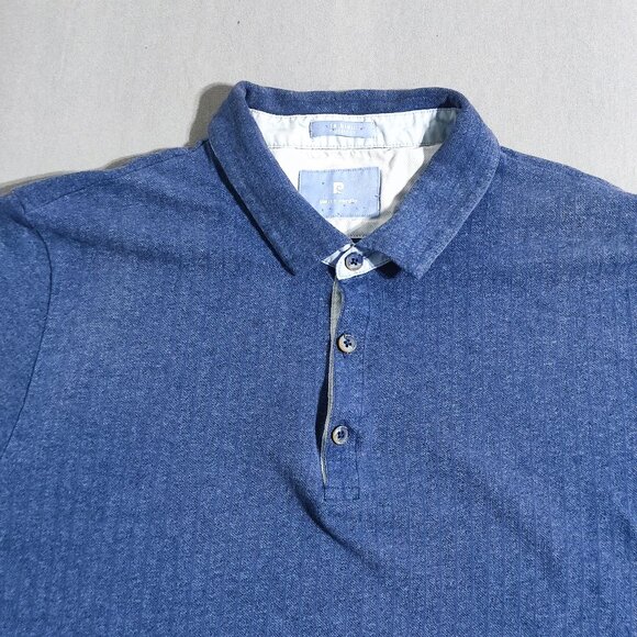 Vintage Pierre Cardin Knit polo shirt men's M blue modern fit button up collar - Picture 2 of 8